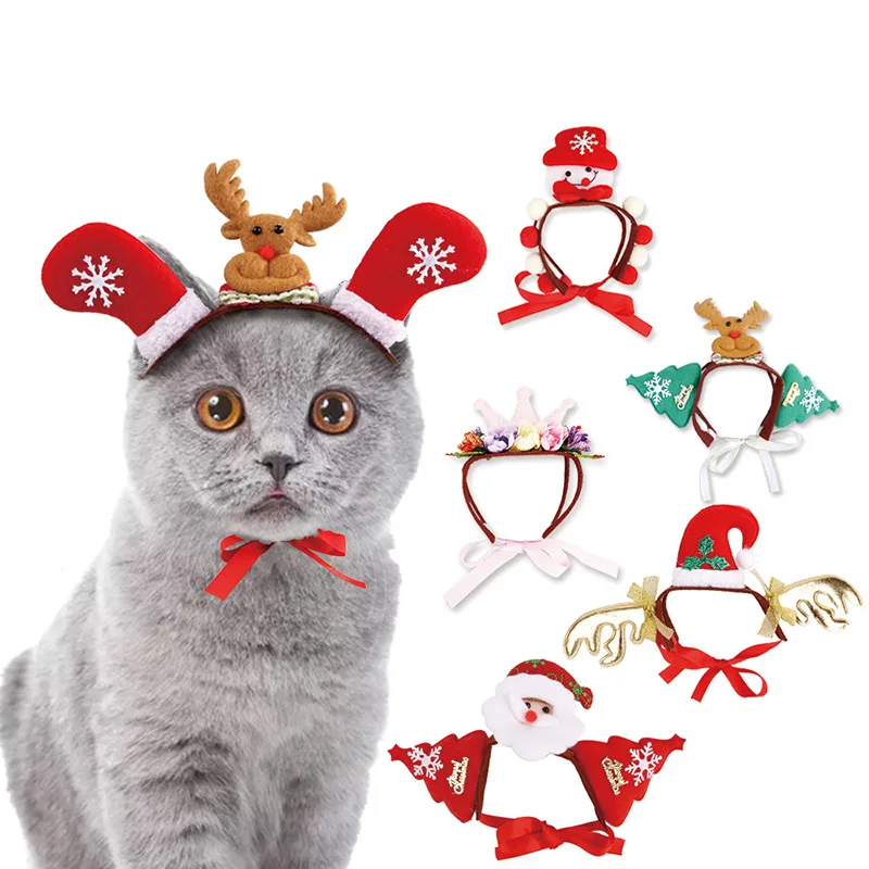 Pet Christmas Hair Ornaments Gifts Cute Headwear Santa Claus Dog Xmas Headdress Cat Christmas Headband