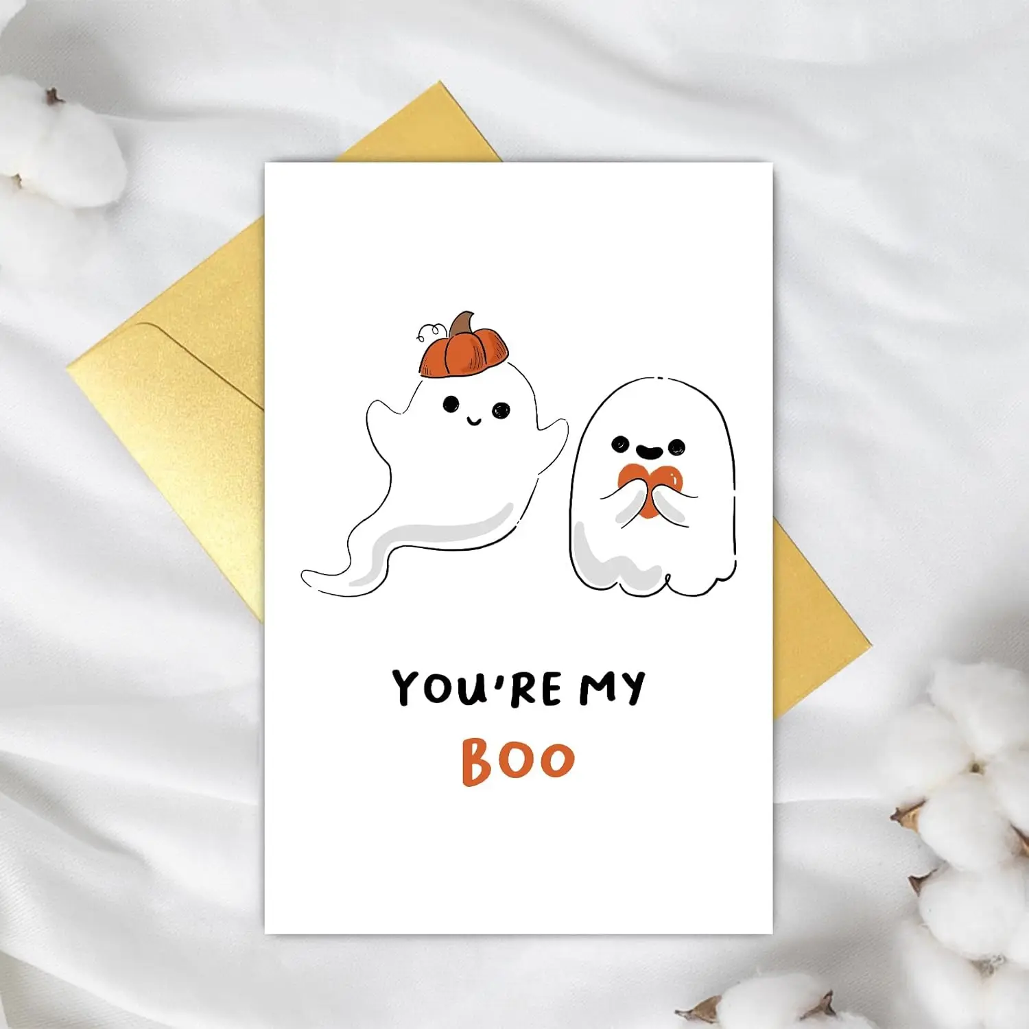 Cute Ghost Anniversary Card for Husband Wife You Are My Boo Halloween Card for Him Her Funny Valentines Day Card