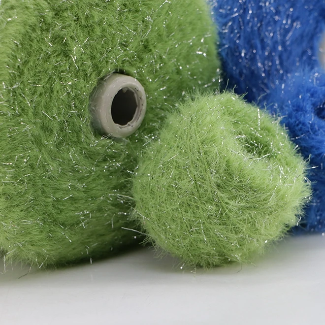 Fancy Imitate Mink Yarns for Knitting Machine Anti-Pilling 4 cm 8cm lurex Silver wire Crytal 100% Nylon Feather Yarn