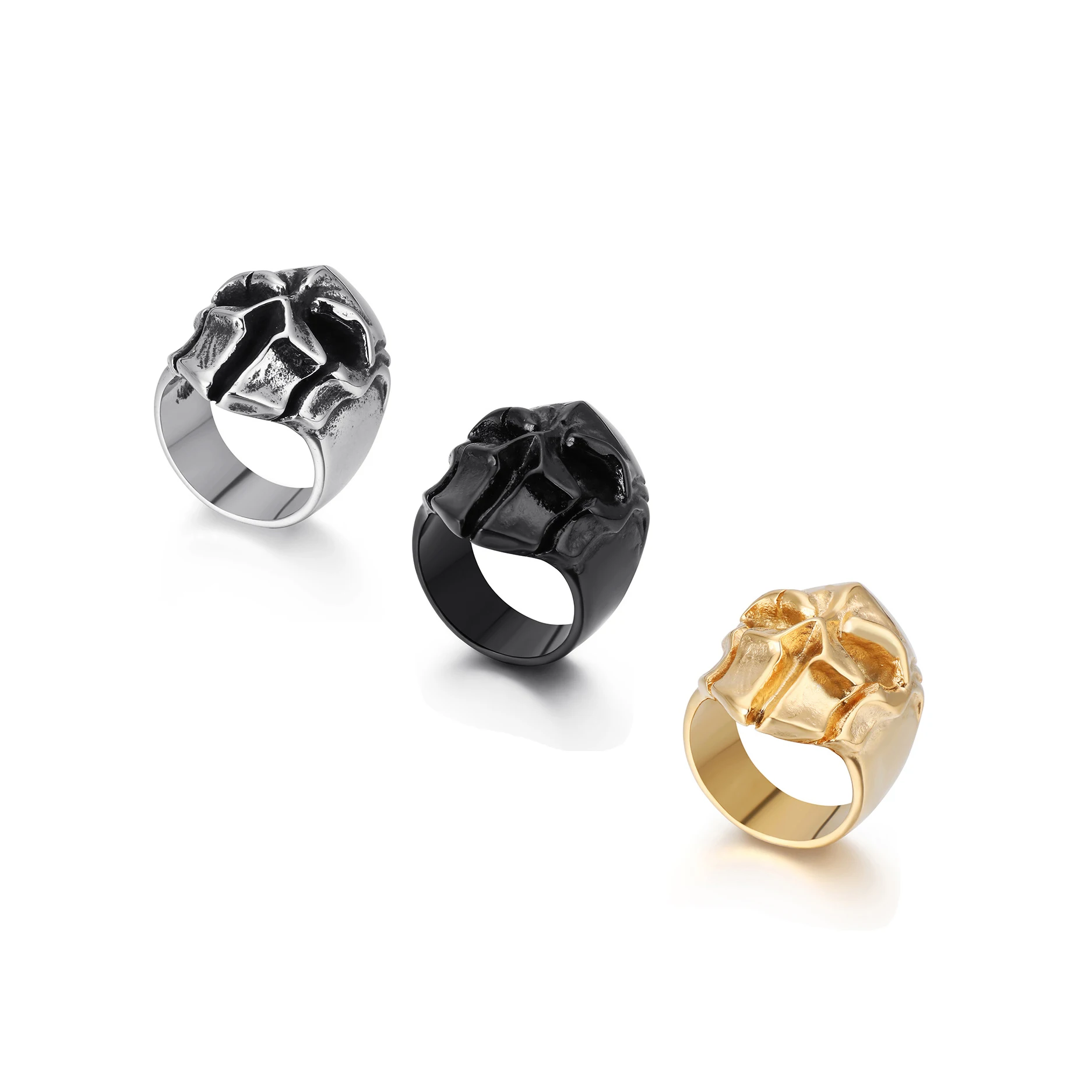 2021 Новинка, оптовая продажа, панк, Ретро стиль, кольцо с черепом 3 вида цветов Варианты мужское кольцо из нержавеющей стали