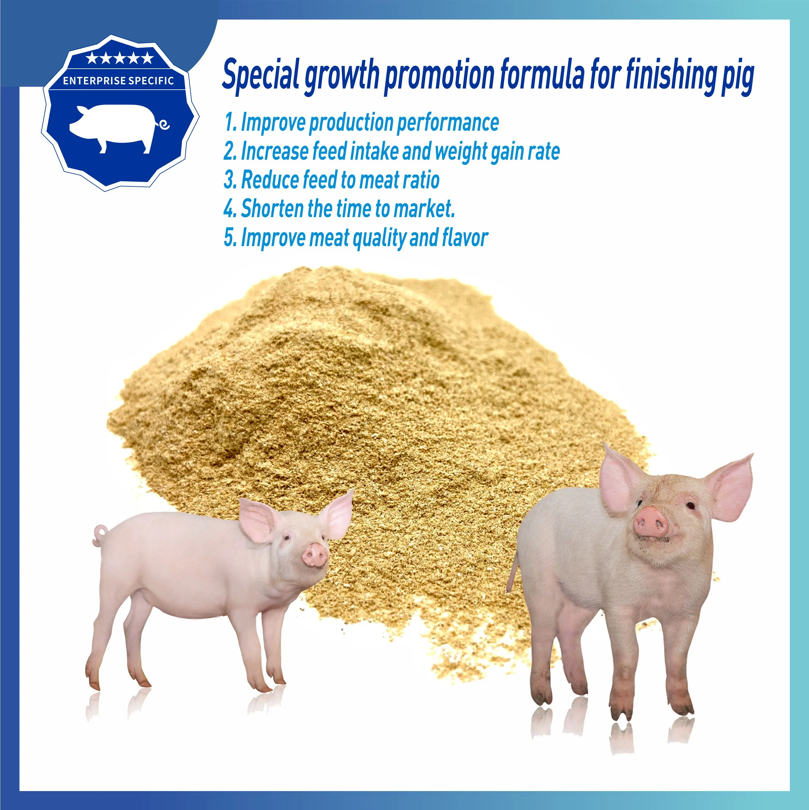 Increase weight gain and meat yield, improve meat quality and special feed additives for fattening pigs