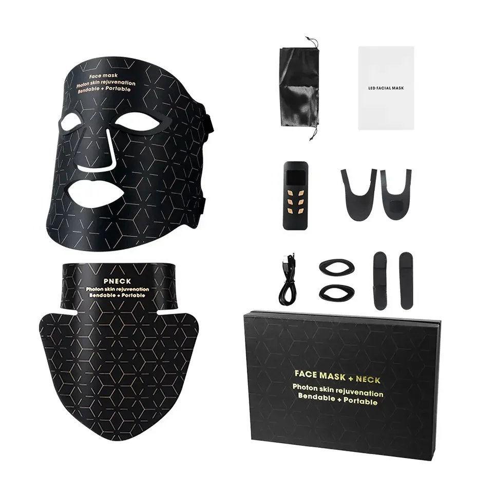 2024 High Quality Portable Wireless Silicone LED Phototherapy Face Beauty Mask Hand-Held with USB Plug Targeted for Neck Area