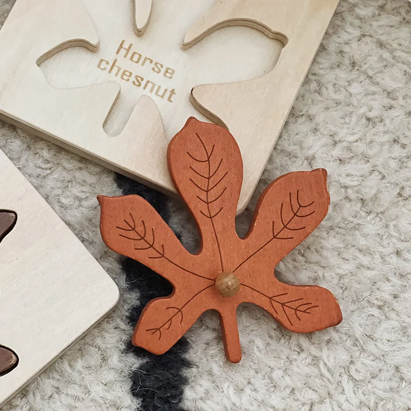 Nordic Style Painting Puzzles 4in1 Wood Set Leaf Jigsaw Drawing Board Games montessori puzzle wooden
