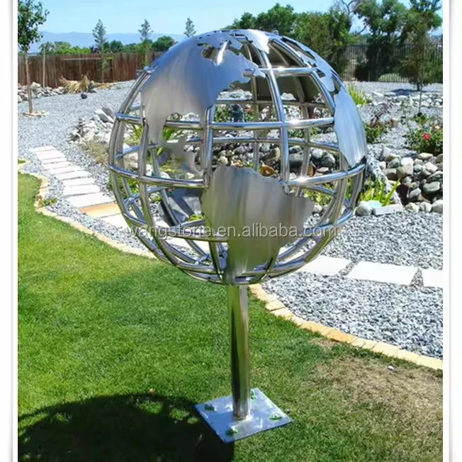 Custom Metal Hollow Stainless Steel Sphere Globe Sculpture