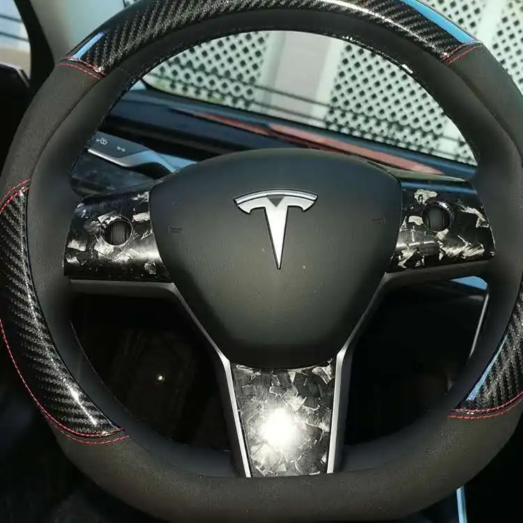 
steering wheel Multifunction button Trim Decorative Sticker frame for Tesla model 3 Interior Accessories 