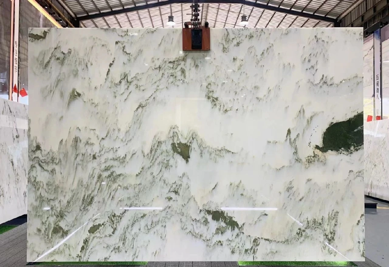 Landscape painting wholesale marble slabs white marble luxury living room  floor tiles