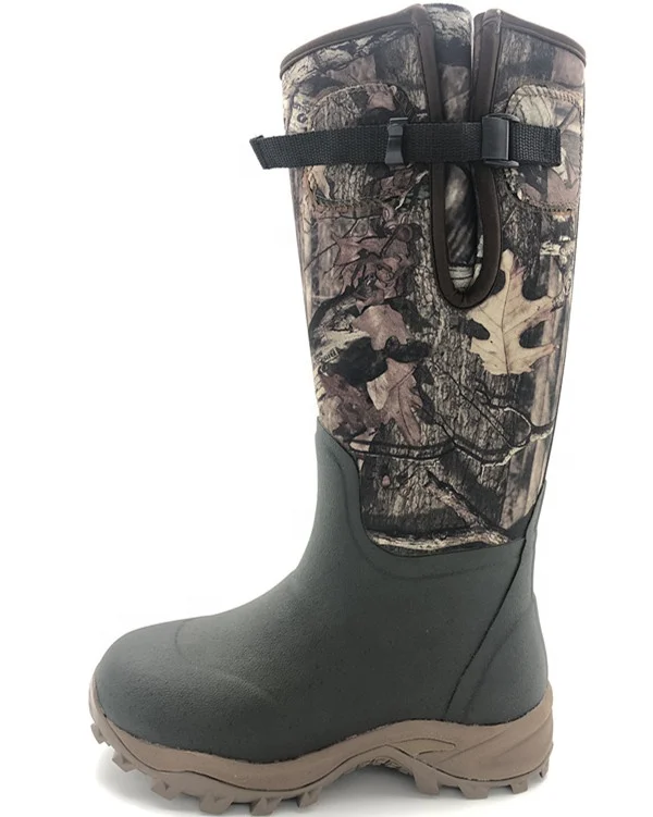 Unisex Best Quality Waterproof Camo Hunting Neoprene Rubber Boots With Adjust Buckle