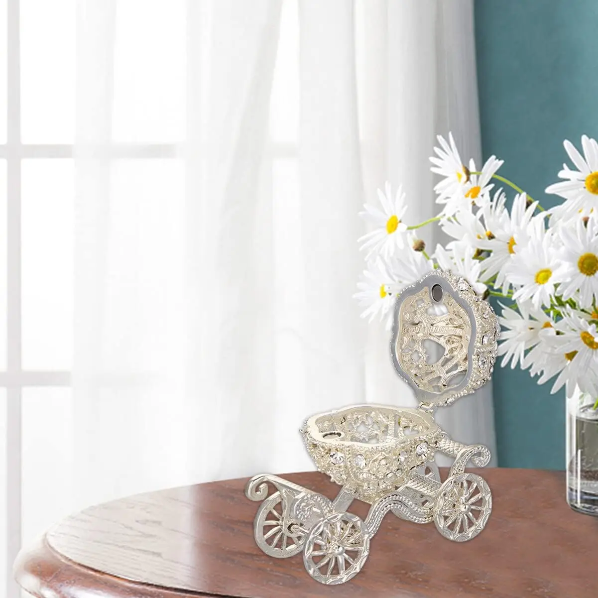 Metal Royal Cinderella Pumpkin Horse Carriage Jewelry Case Furnishing Decoration