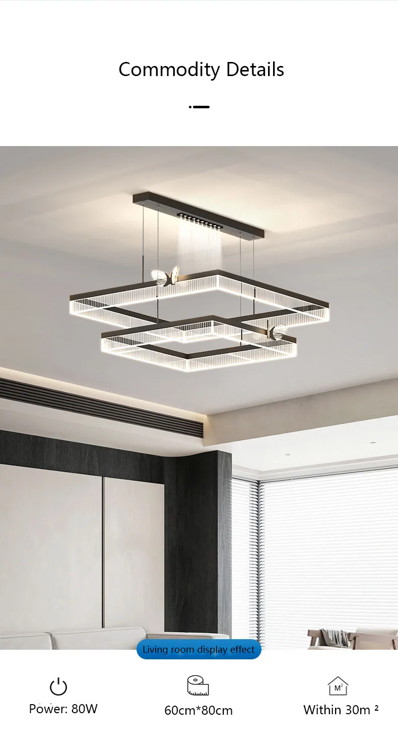 Italian Modern Simple Luxury Chandelier for Living Room LED Light Source Whole House Package Combination Acrylic Cover