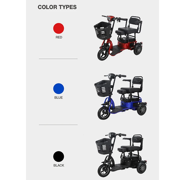 Convenient Handicapped Battery Battery New Brushless 48 V Three Tricycle Foldable Scooters 800 W Mobility Adult electric Scooter