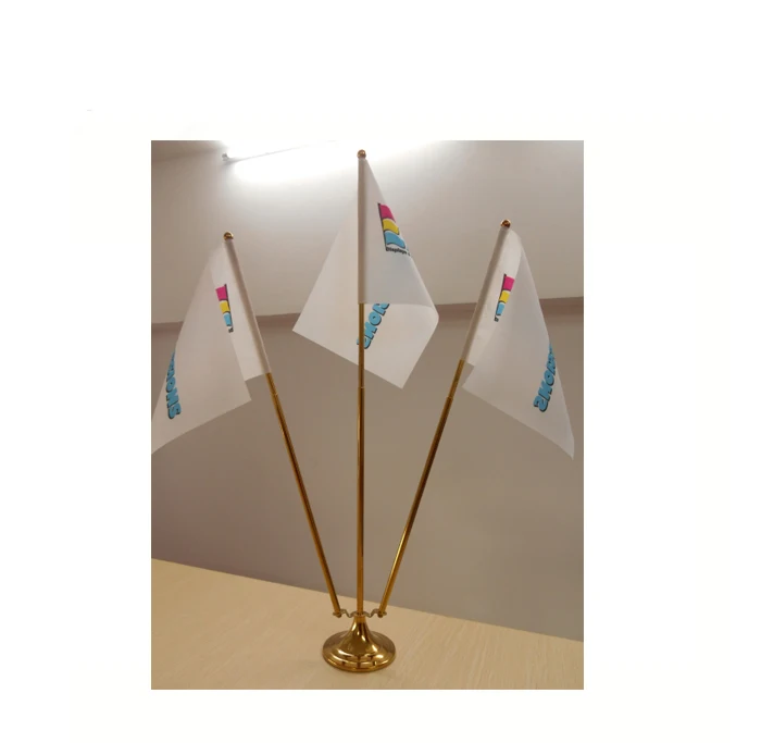 Custom Logo Design Single Double Side Mini Desk Flag With Metal Pole And Base Small Table Flag For Office