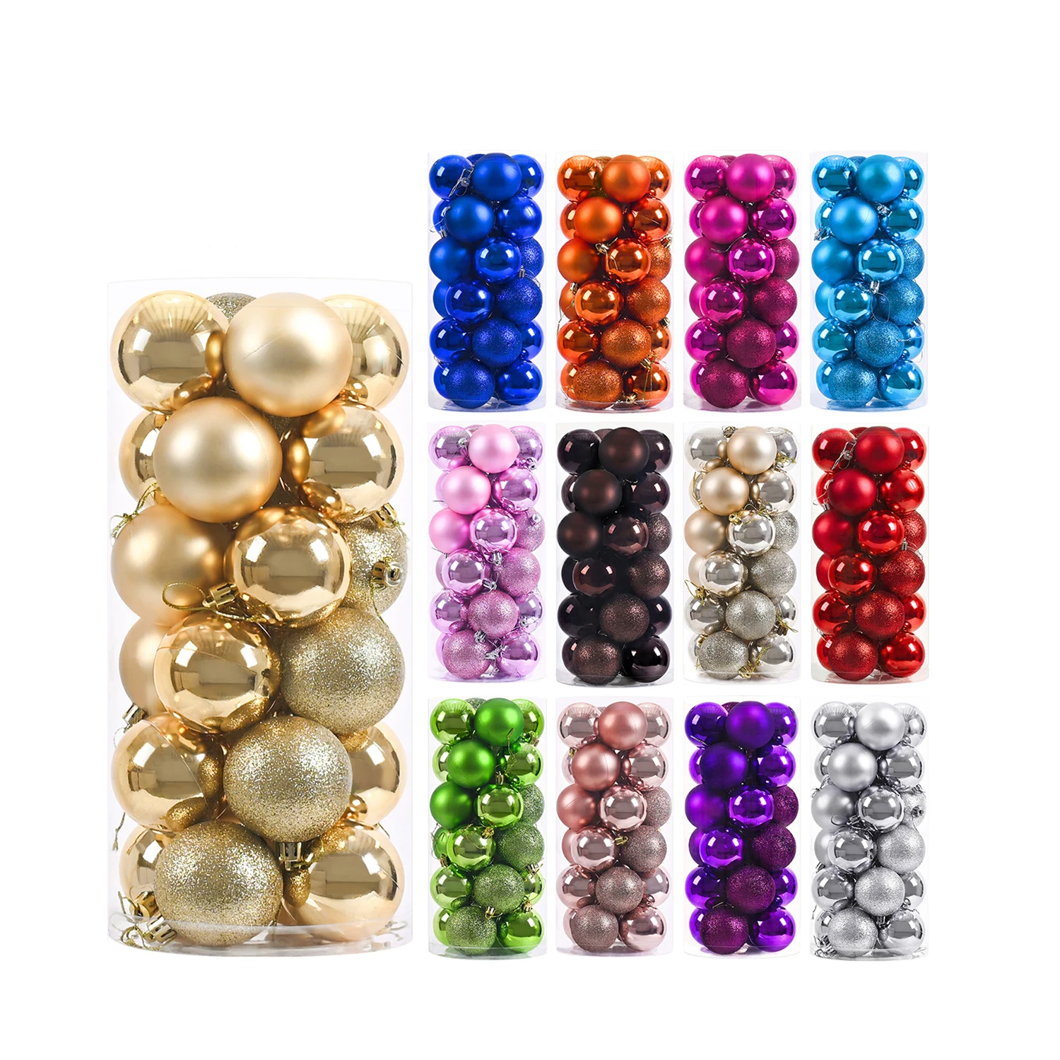 Yiwu Factory Direct Wholesale best price 3cm,4cm,5cm, 6cm 10cm, 20cm ,30cm till 50cm Diameter Plastic Christmas Balls