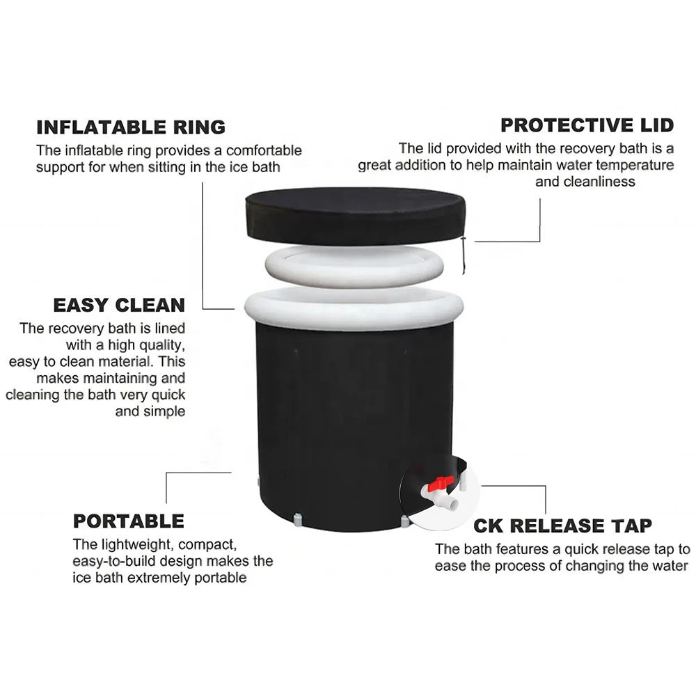 90x75cm xl Large Capacity PVC Plastic Ice-Bath-Tub Sports Portable Ice Bath Chiller Tub For Athletes Round Inflatable Ice Bath