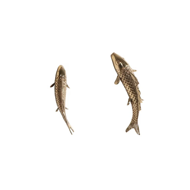 Metal Copper crafts 6 Inch Gold Fish Wall Art Decoration