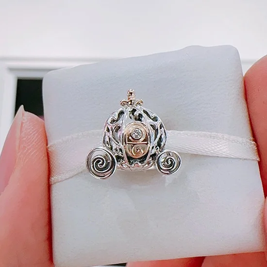 New 925 Sterling Silver Charm 100th Anniversary pendant Fit Original Bracelet Charm Pumpkin Car Fashion Women Gift ring