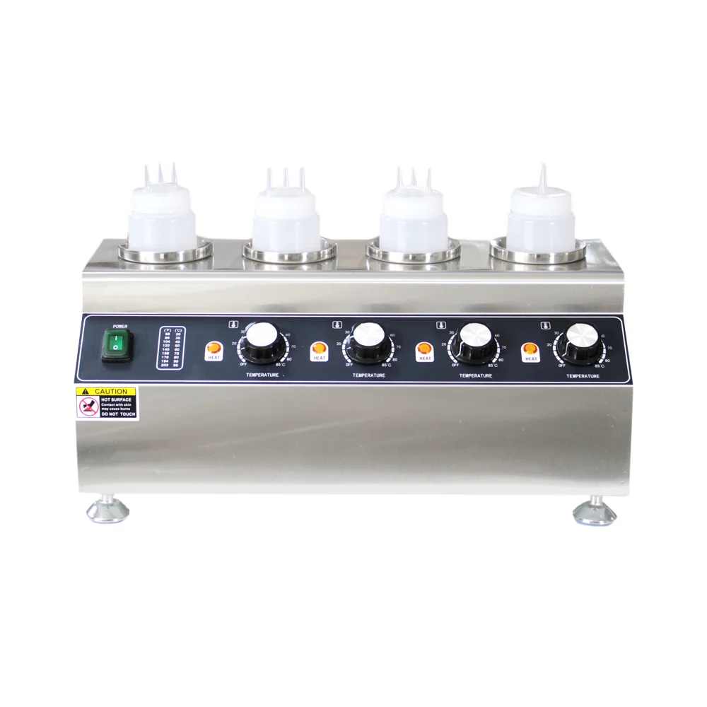 Electric Sauce Bottles Warmer Hot Chocolate Cheese Chocolate 4 Bottles Warming Machine Dispenser Melter Machine