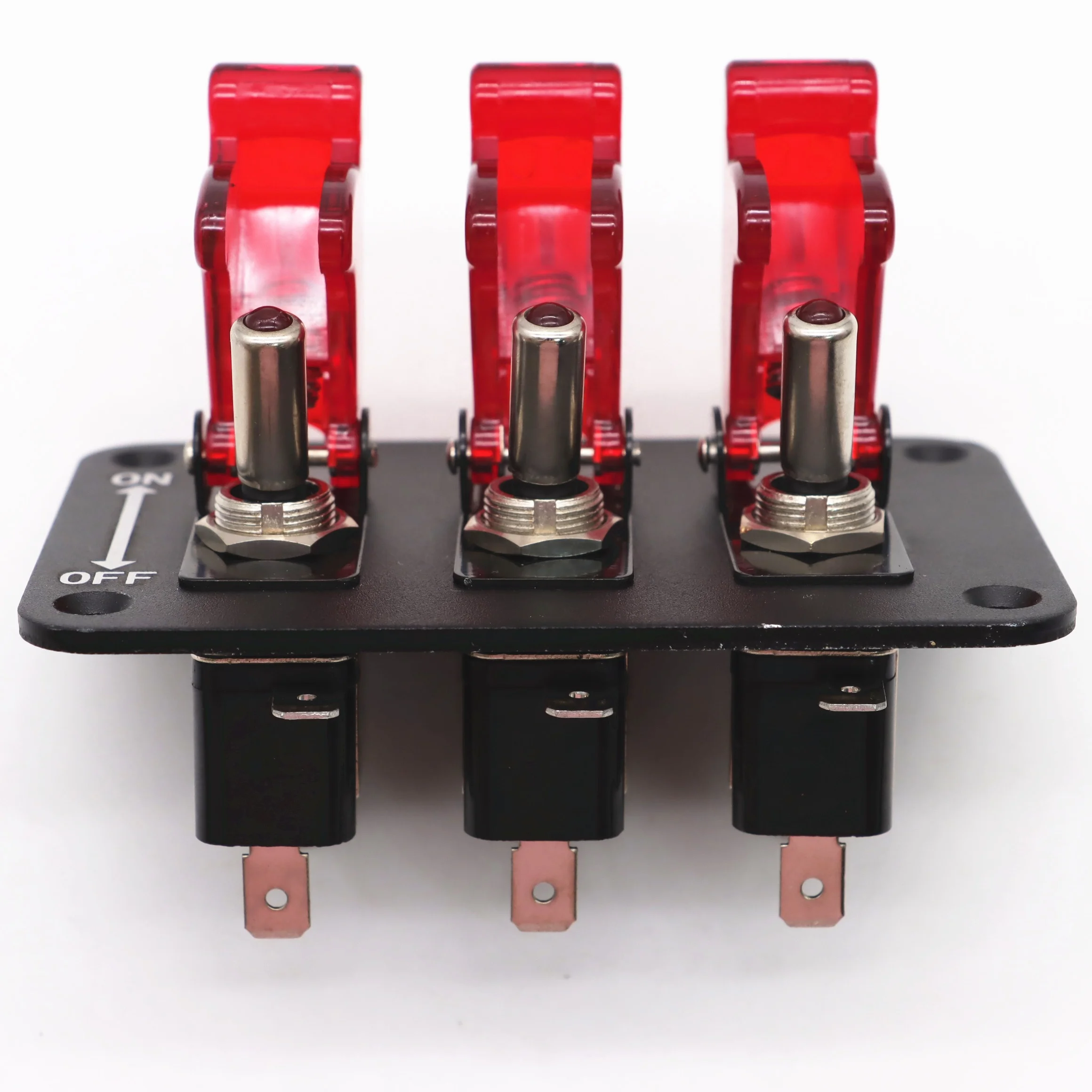 WattBons 3 Gang Toggle Switch on off on 12V Toggle Light Switch Panel with LED Light and Flip Cover Switch Plate