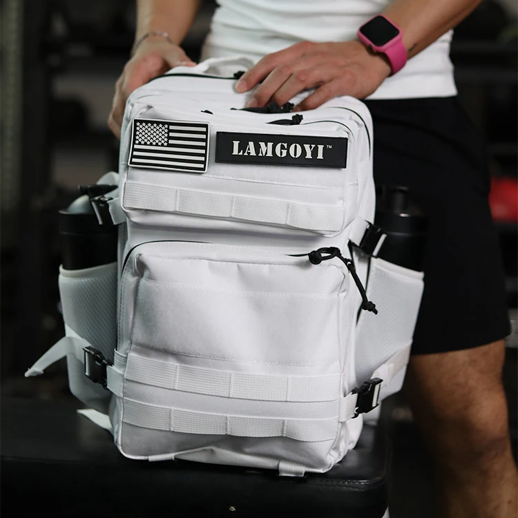 Custom mini white outdoor travel backpack gym bodybuilding athletic backpack with water bottle