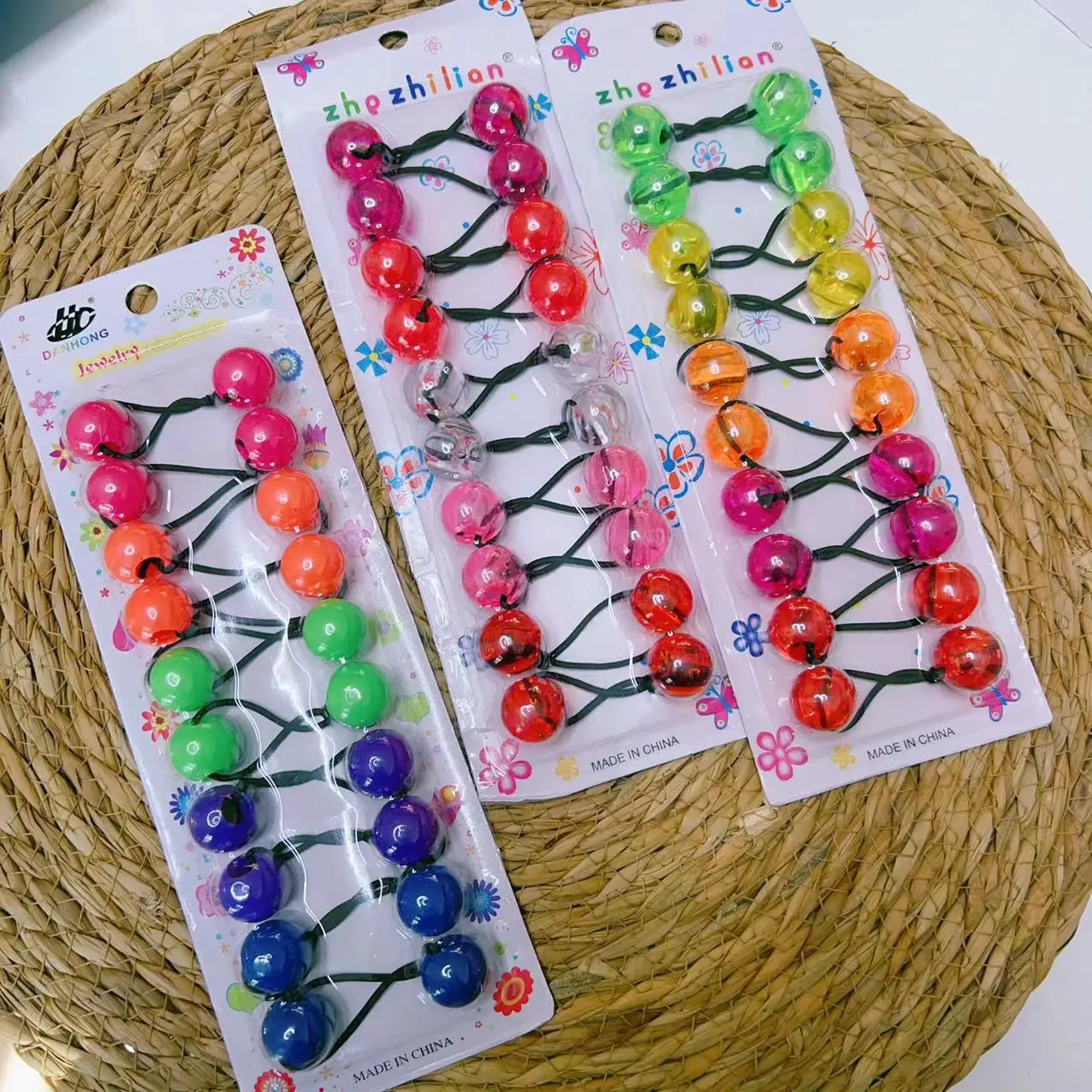 MYLULU quality hotsale elastic ponytail beads knocker ball hair ties kids hair balls for toddler girls hair bobbles with balls