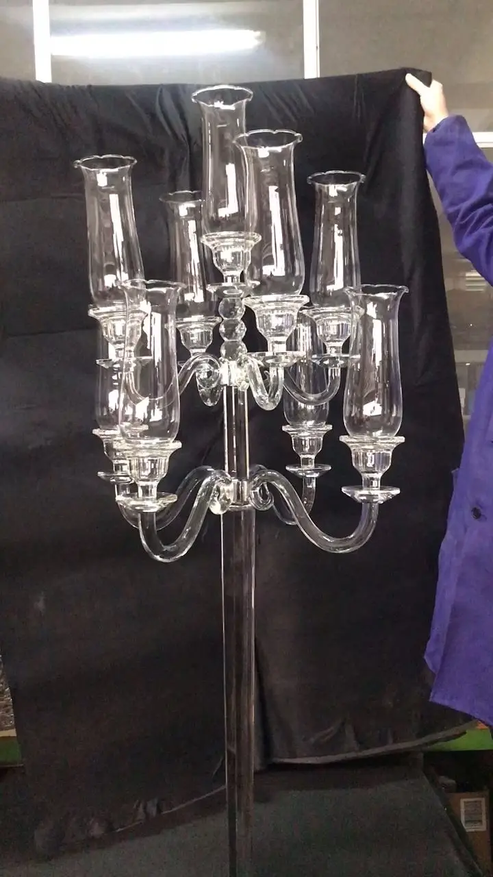 New style tall Clear acrylic Candle Holders wedding centerpiece crystal 5 arms candelabra for party and mariage decoration