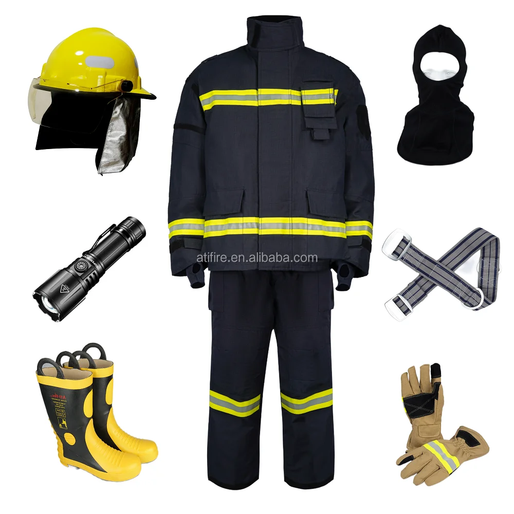 ATI-FIRE EN469 Nomex Aramid Kevlar Firefighter Suits 3M Reflective Strip NFPA 1971 Fireman Uniform Fire Fighting Jacket Pants
