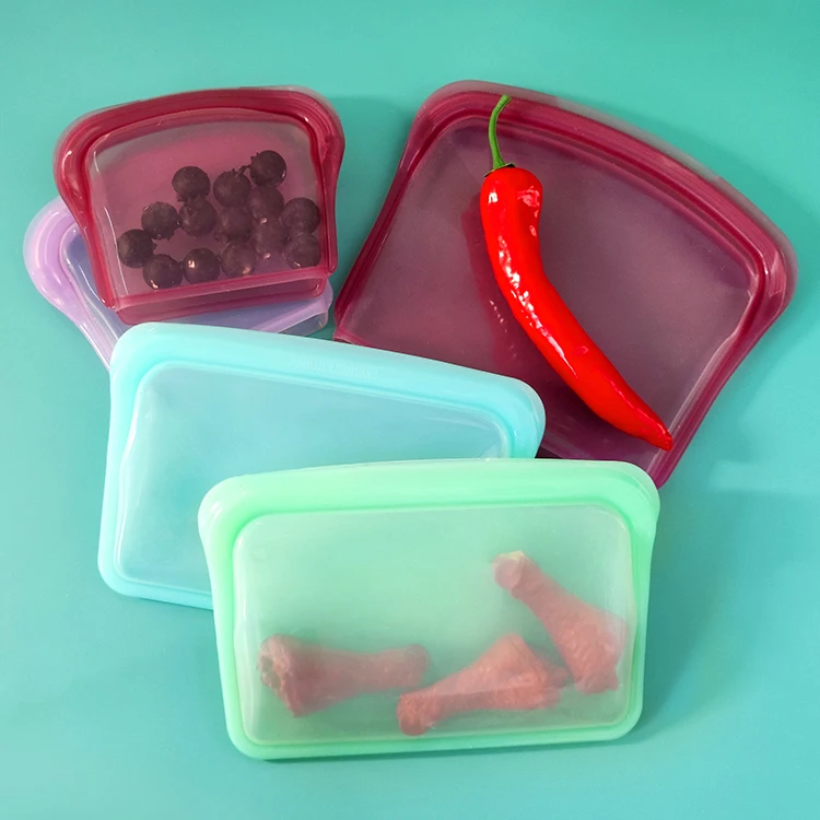 200ml 400ml 800ml Plastic Free Storage Snacks Bag Eco-Friendly Reusable Silicone Food Bag