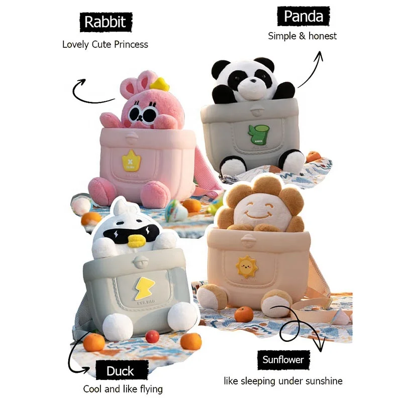 Koool K53 Latest Design Cute 3D Animal Unisex Cool Duck Plush Toy Anime Doll Backpack Kids