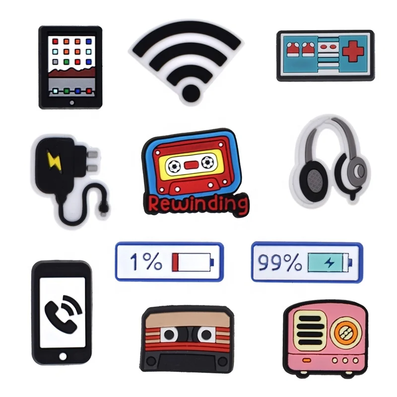 Soft PVC Shoe Accessories Clog Decoration Charms Shoe Charms Pac Men 90s Video Games Pad Shoe Charms