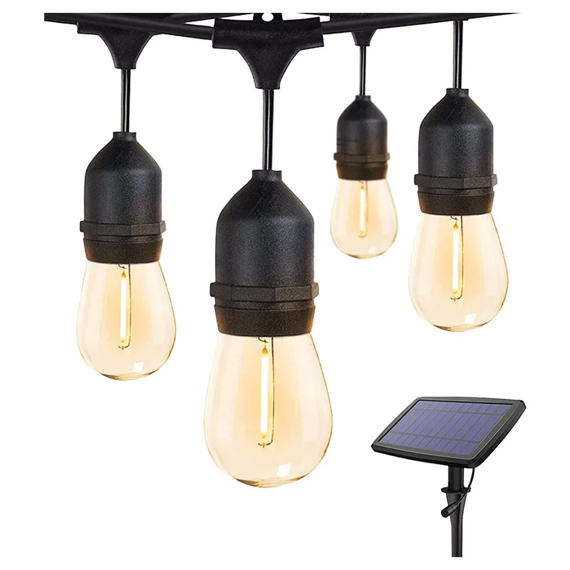 Holiday Lighting Solar Powered String Lights Set 12V LED Bulbs Waterproof Permanent Light rgb Solar Led String Lamp