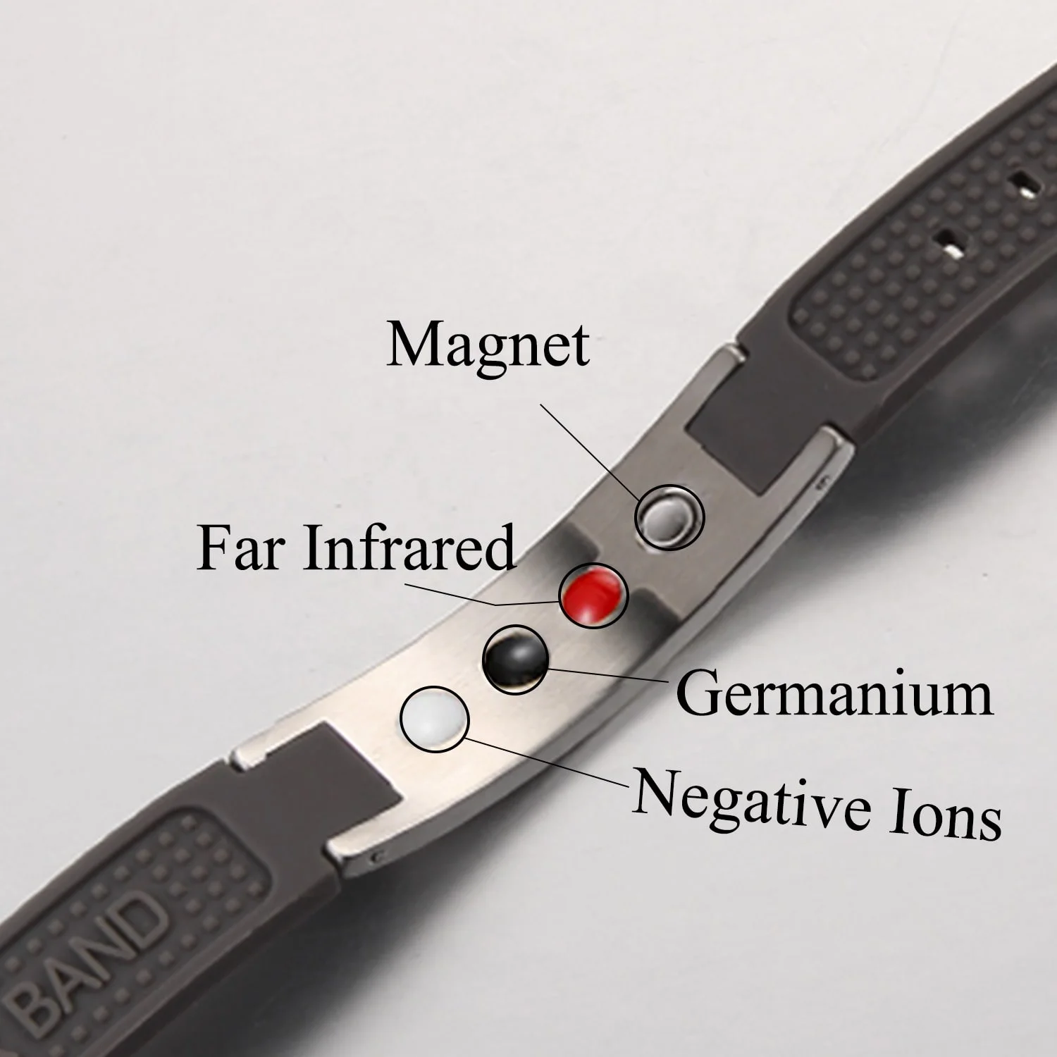 Wholesale Fashion Jewelry Rubber Silicon Bracelet  Energy High-Quality Stainless Steel Magnetic Custom Sports Bracelet Men Wome