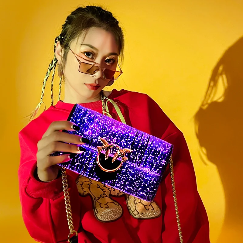 2021 современная модная мигающая светящаяся светодиодная оптоволоконная Праздничная сумка для подарка с подсветкой