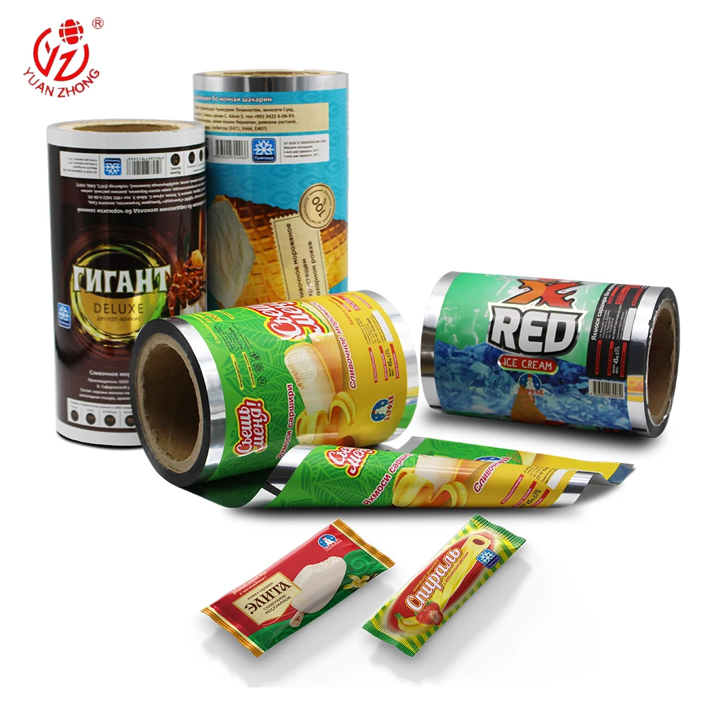 China Supplier OEM/ODM Automatic Packing Film Ice Candy Plastic Packaging Film And Bag, Printed Popsicle Packaging Roll Stock