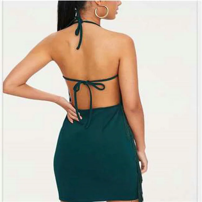 hot sell new with fringe and halter band dress