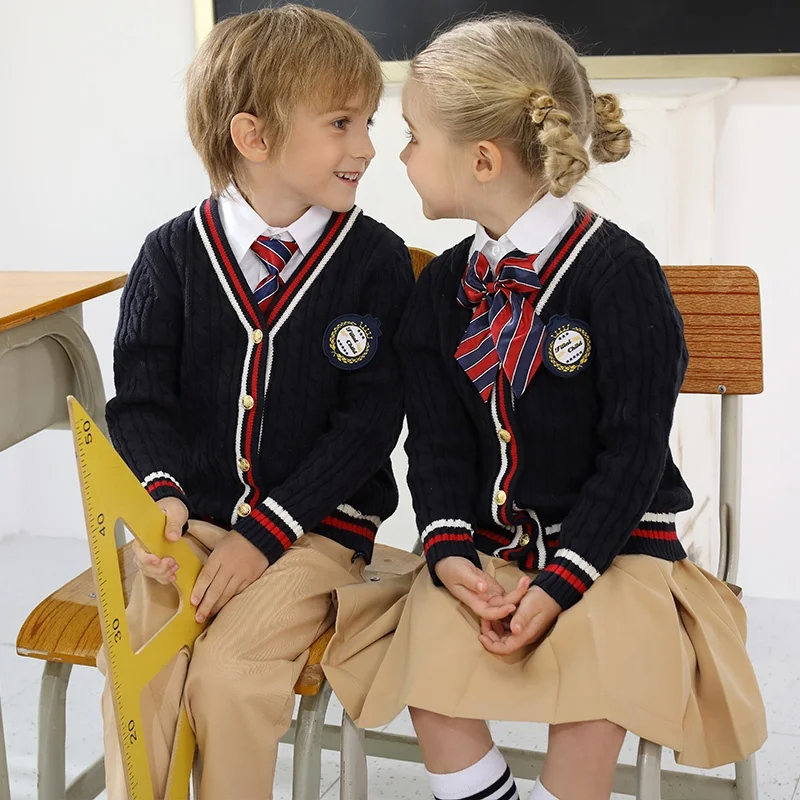 12 years factory directly sell high end quality and good fitting school cardigan uniform set