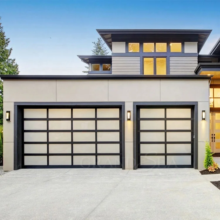 NUOXIN customized glass panel aluminum frame insulated clear glass garage door automatic garage doors