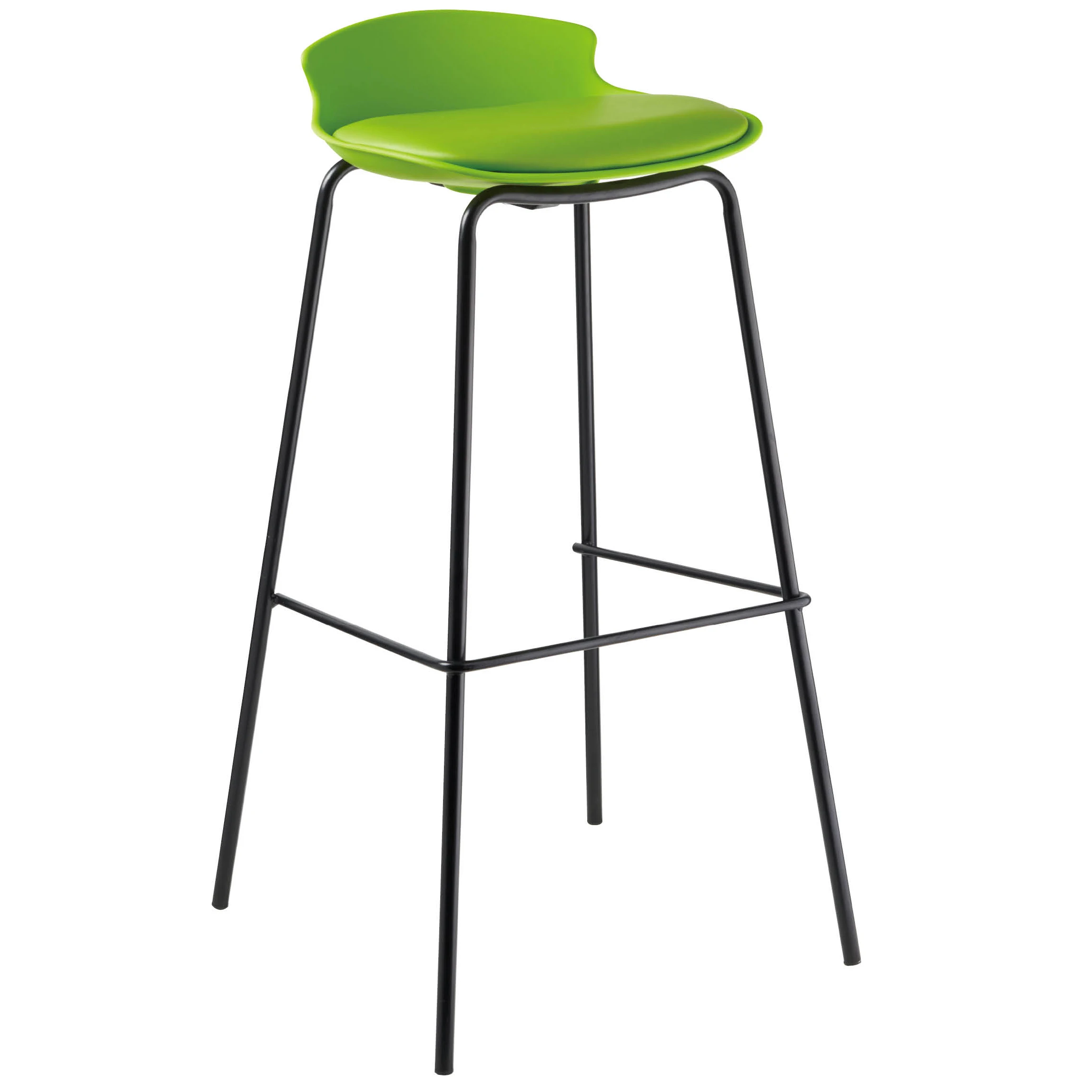 Black Painting Modern Legs PP Plastic Seating High Bar Chair Stool With Back