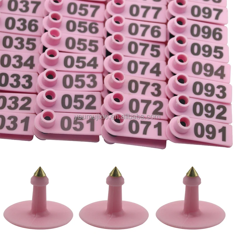 TPU Farm Animals Ear Tags For Sheep Laser Numbers Pink Sheep Ear Tag