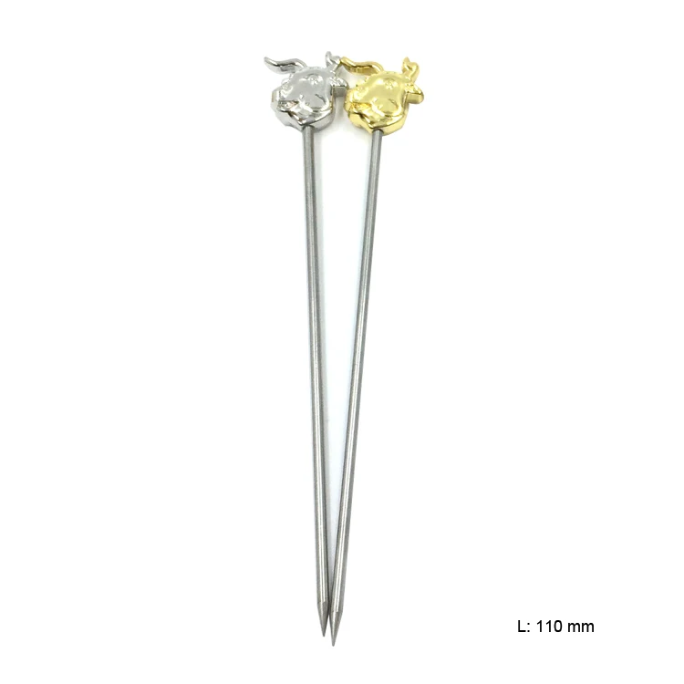 High quality stainless steel fruit pick skewer stick
