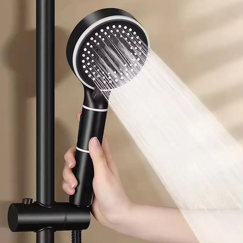 High Flow black 5 Modes massage spa PP cotton water filter Shower Head