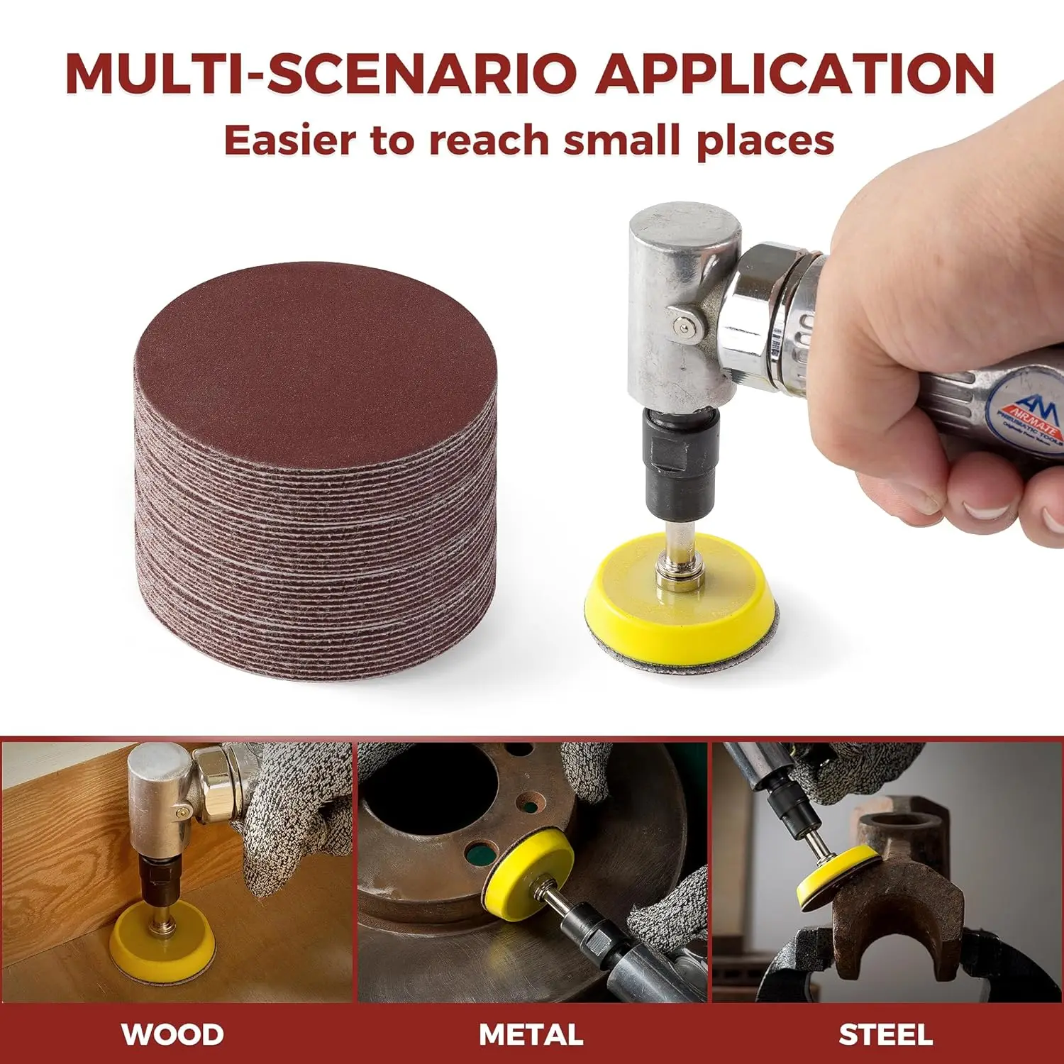 2 Inch Hook and Loop Sanding Discs No-Hole Sandpaper 1200 Grit Orbital Sander Pads for Sanders Drill