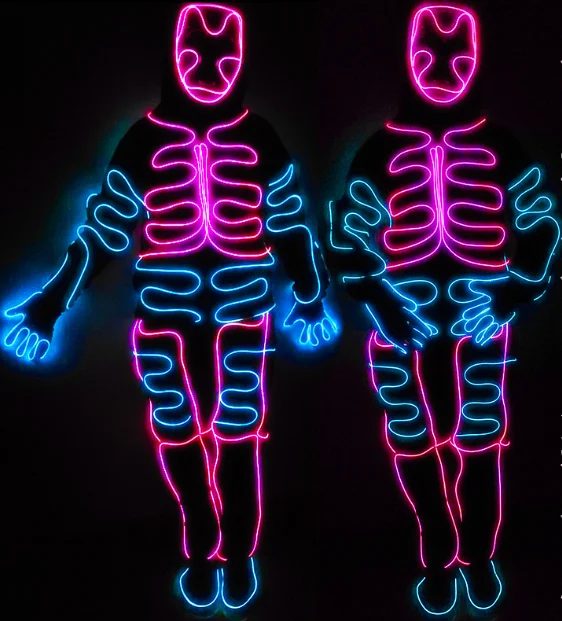Fashion EL Suits LED Clothes Luminous Costumes Glowing Gloves Shoes Light Clothing Men EL Wire Dancer Clothes