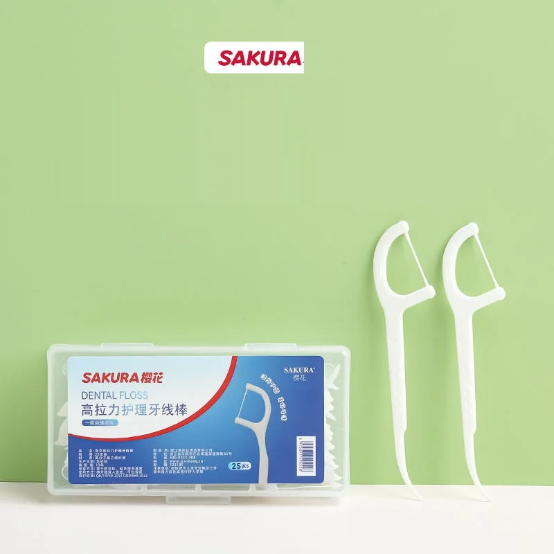 Design of Anti Slip Handle Biodegradable 25pcs Customized Dental Floss Holder with High Tensile Strength