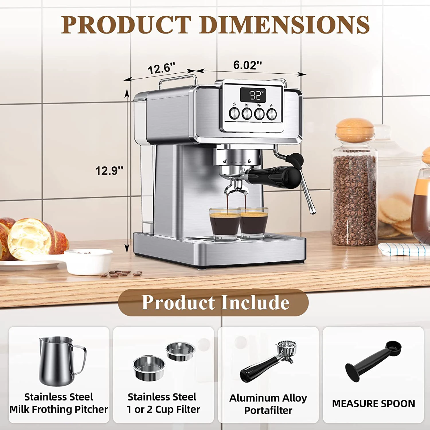 MIELUX 20 Bar Expresso Coffee Machines Other Latte & Cappuccino Maker Home Stainless Steel Turkish Coffee Maker Machine