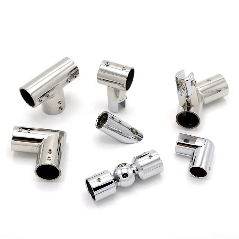 Bathroom round bar glass door 19 / 25 mm brass or stainless steel 304 adjustable square tube corner clamp clip connector