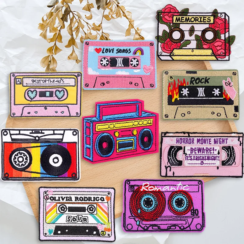 ZSY Cartoon Iron On Embroidery Patch For Clothing Applique DIY Music Rock Tape Patches Custom Logo Fusible Patch
