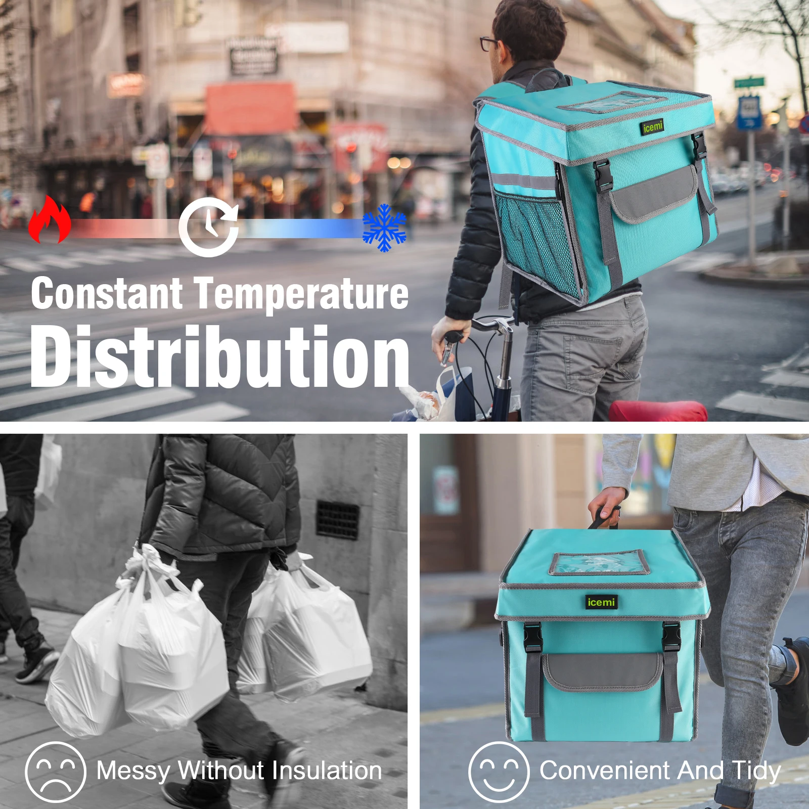 Factory Custom Logo Insulated Thermal Food Delivery Cooler Bag Large Food Delivery Bag For Bike Motorcycle Bicycle