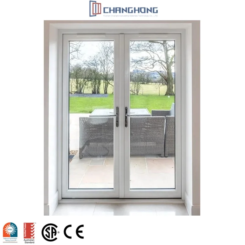 Popular White Pvc Doors CE Standard Upvc Doors For Houses Glass Exterior Villa French Doors