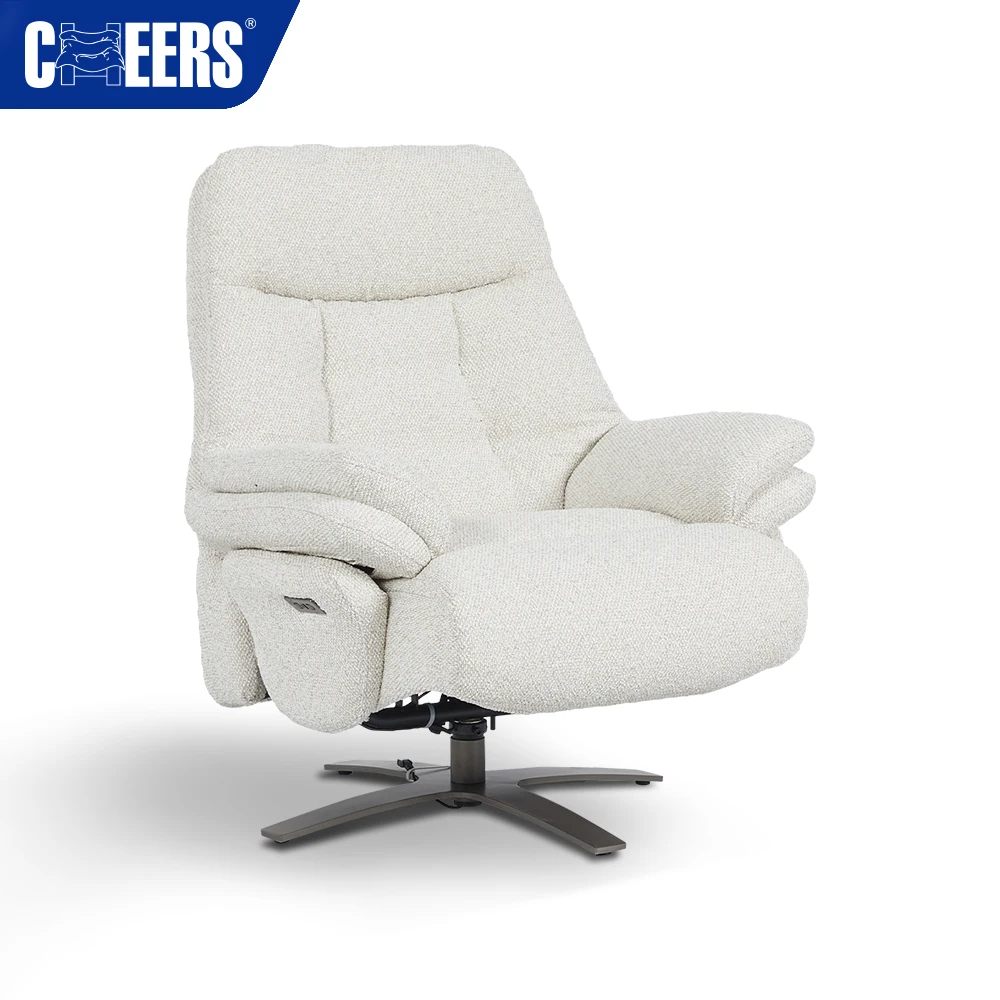 MANWAH CHEERS New Electric Fashional Fabric  Swiveling Recliner Chair Sofa Living Room Sofa Set  with ottoman and USB charger