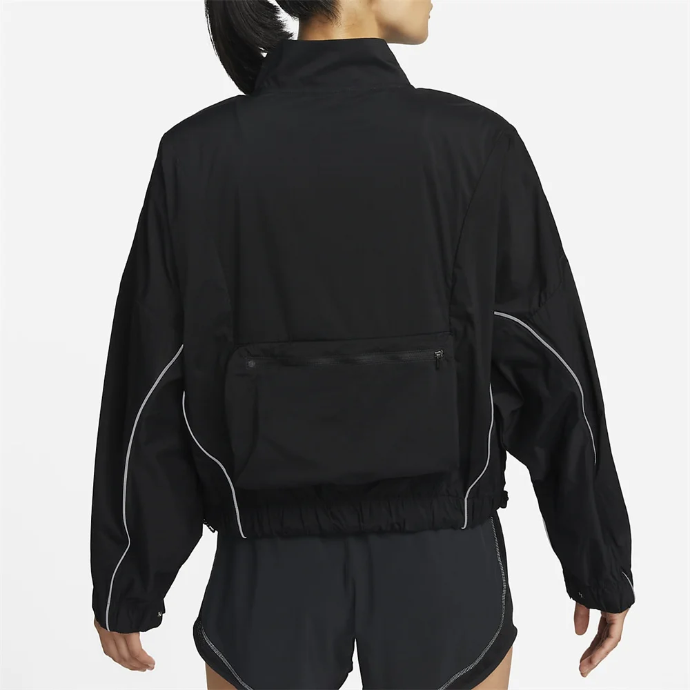 Fashion Streetwear Black Long Sleeve Outfit Windbreaker Two Piece Women Reflective Piping Tracksuit Short Set