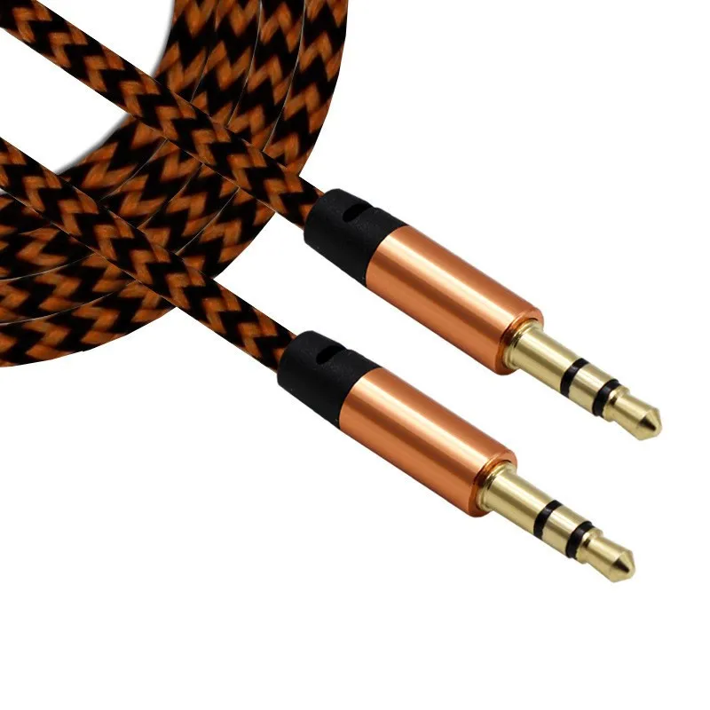 
Nylon Jack Audio Cable 3.5 mm to 3.5mm Aux Cable Male to Male Kabel Gold Plug 